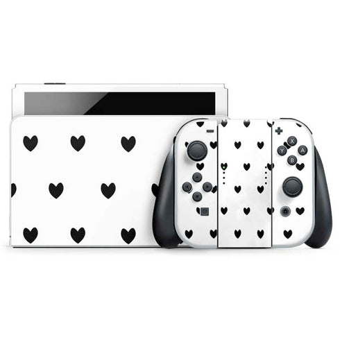 White and Black Hearts Nintendo Switch OLED (2021) Skin